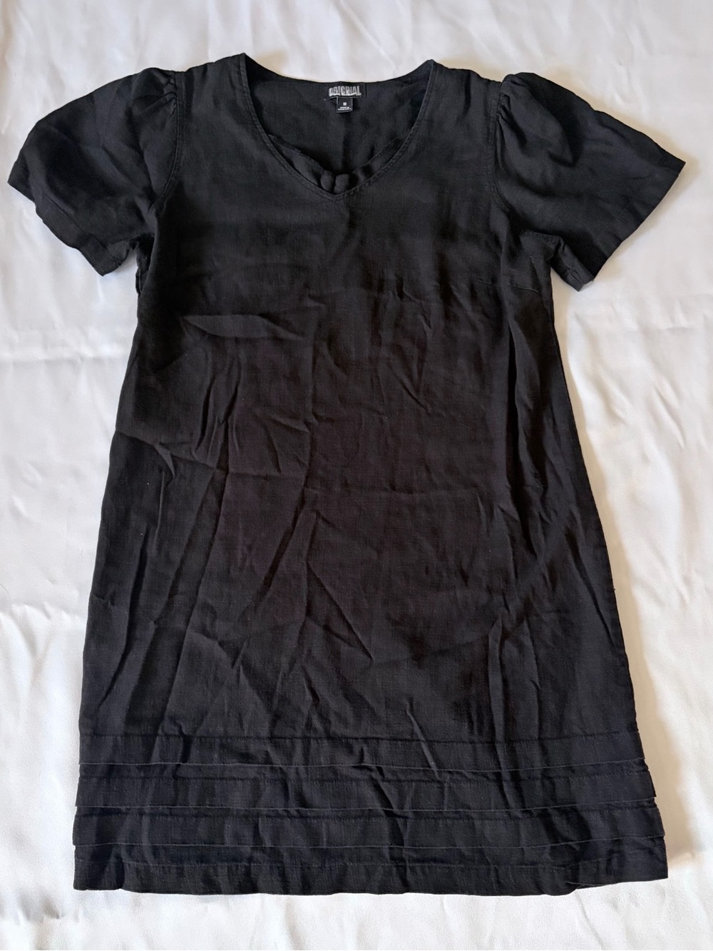 Women’s Black Linen Nicole Miller Short Sleeve Dress Medium M